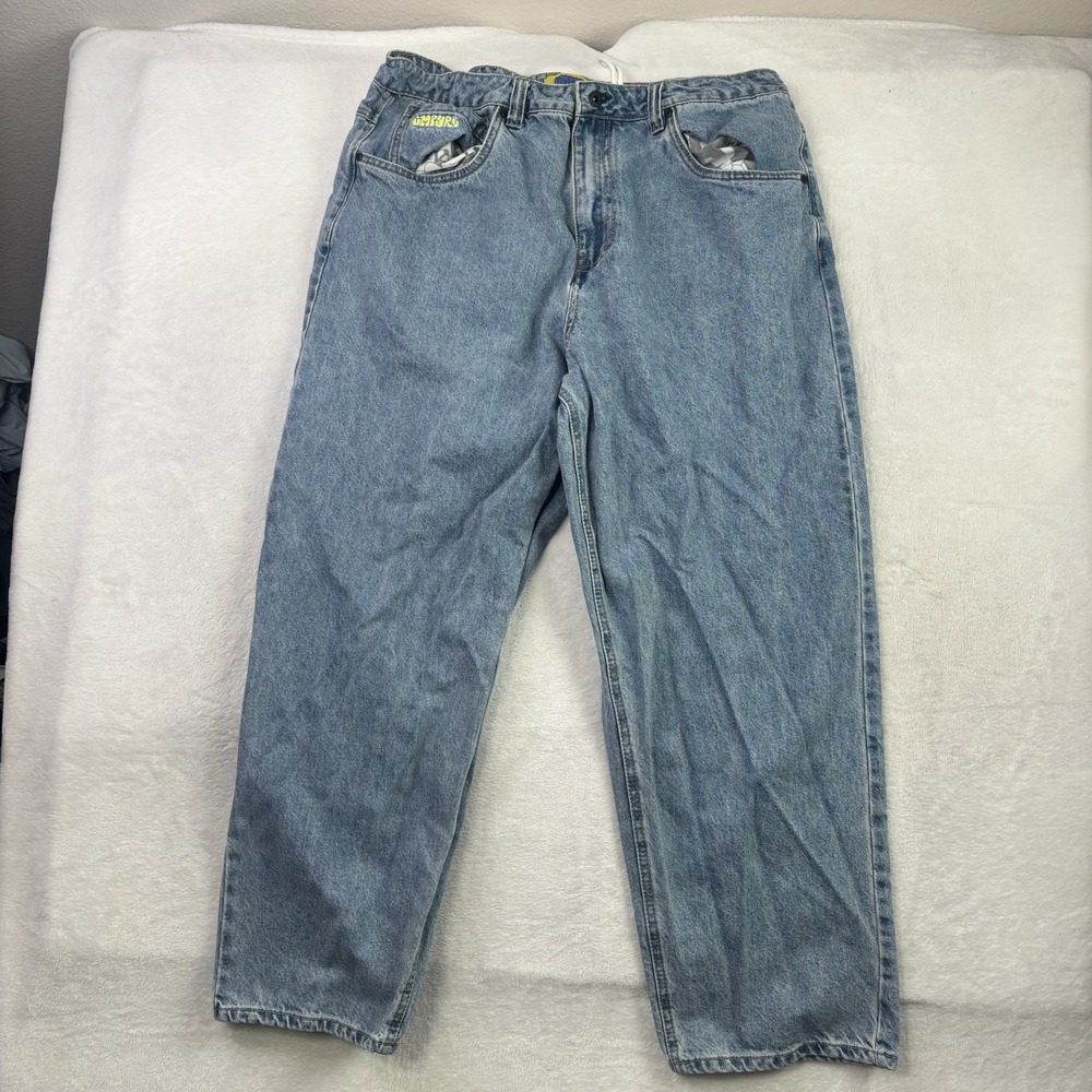 Y2K Empyre Embroidered Baggy Denim Blue Jeans Men's Waist 36" x 30" Inseam